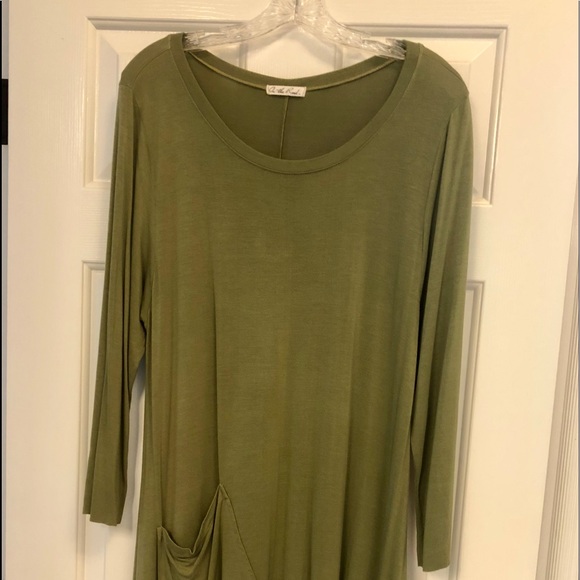 Olive Green Cotton Dress. L - Picture 1 of 2